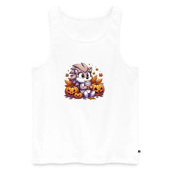 Hedgehog drinks Halloween - Men's Premium Organic Tank Top - white - Front - AI Model Male 178 light (178cm)