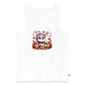 Halloween Igel mit niedlichen Geistern - Männer Premium Bio Tank Top - Weiß - Vorne - AI Model Male 178 light (178cm)
