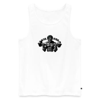 Muscular Zombie - "No Pain, No Brain - Men's Premium Organic Tank Top - white - Front - Michal (187cm)