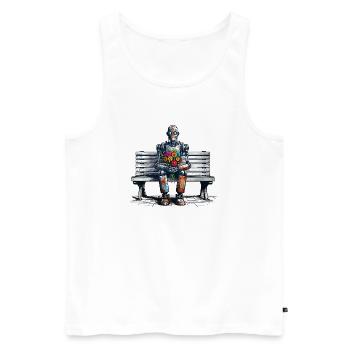 roboter bank blumen robot love rostig kunst - Männer Premium Bio Tank Top - Weiß - Vorne - AI Model Male 178 light (178cm)