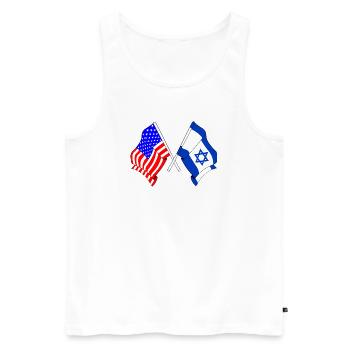 Drapeau des États-Unis et drapeau d’Israël - Débardeur bio Premium Homme - blanc - Devant - AI Model Male 178 light (178cm)