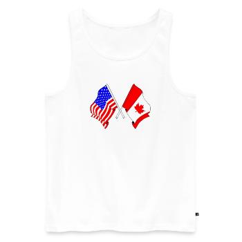 Drapeau des États-Unis et drapeau du Canada - Débardeur bio Premium Homme - blanc - Devant - Michal (187cm)