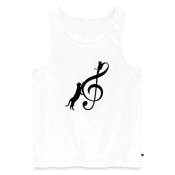 T Shirt Katze Notiz Musik Lustige Katze - Männer Premium Bio Tank Top - Weiß - Vorne - Michal (187cm)
