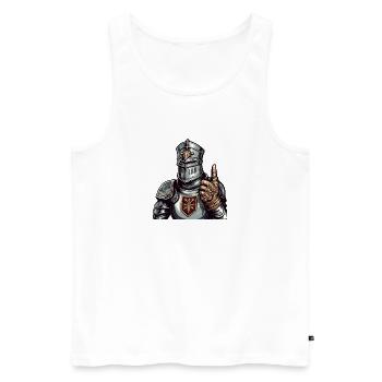Funny Knight Thumbs Up – Fantasy RPG - Men's Premium Organic Tank Top - white - Front - Michal (187cm)