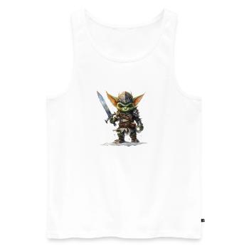 Brave Goblin Knight Fantasy RPG Shirt - Men's Premium Organic Tank Top - white - Front - Michal (187cm)