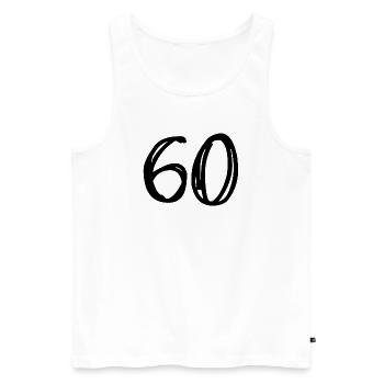 60. 60 YEARS. 60th ANNIVERSARY. 60TH BIRTHDAY. - Men's Premium Organic Tank Top - white - Front - AI Model Male 178 light (178cm)