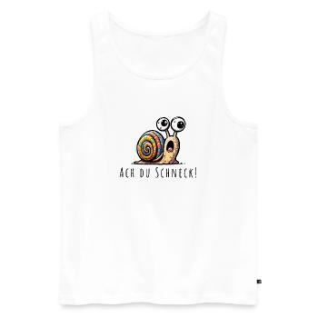 Ach du Schneck wortspiel - Männer Premium Bio Tank Top - Weiß - Vorne - AI Model Male 178 light (178cm)