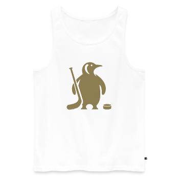 Minimalistische Pinguin Eishockey Silhouette - Männer Premium Bio Tank Top - Weiß - Vorne - Michal (187cm)