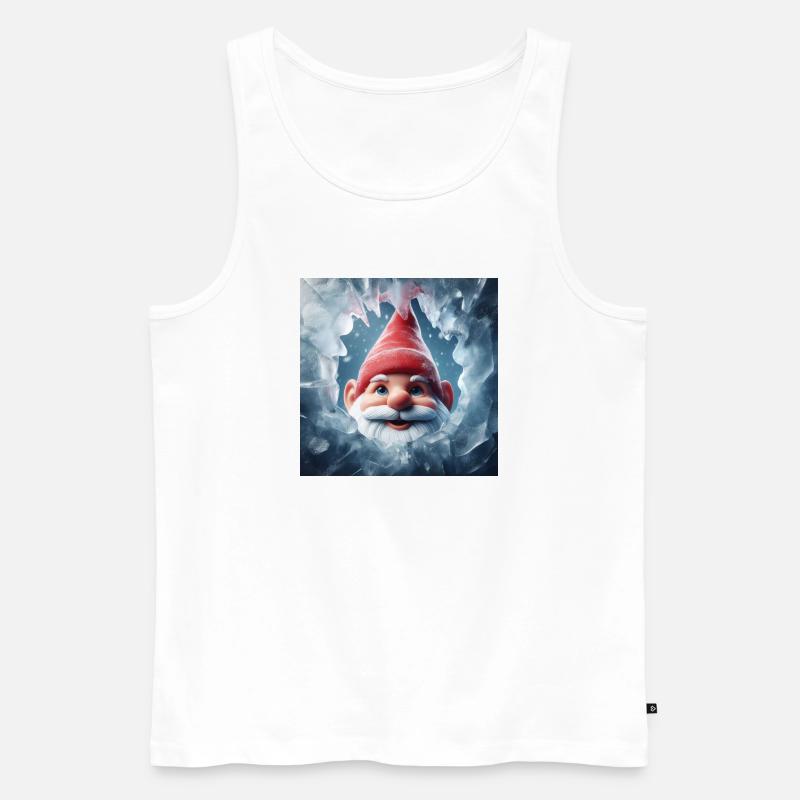 Wichtel schaut durch Eis - Männer Premium Bio Tank Top - Weiß