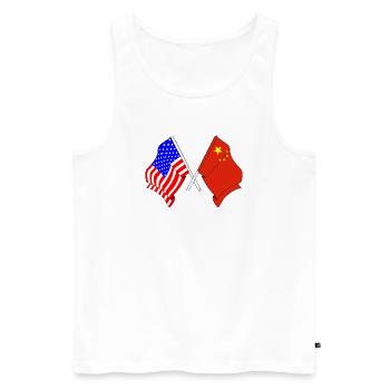 Drapeau des États-Unis et drapeau de la Chine - Débardeur bio Premium Homme - blanc - Devant - AI Model Male 178 light (178cm)