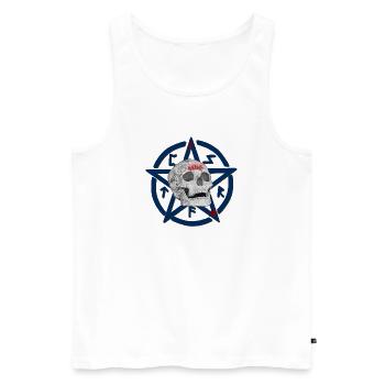Menschenschädel, Pentagram muster, halloween outfi - Männer Premium Bio Tank Top - Weiß - Vorne - AI Model Male 178 light (178cm)