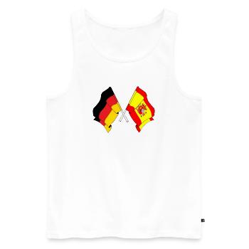Zwei gekreuzte Flaggen von Deutschland und Flagge Spanien - Männer Premium Bio Tank Top - Weiß - Vorne - Michal (187cm)
