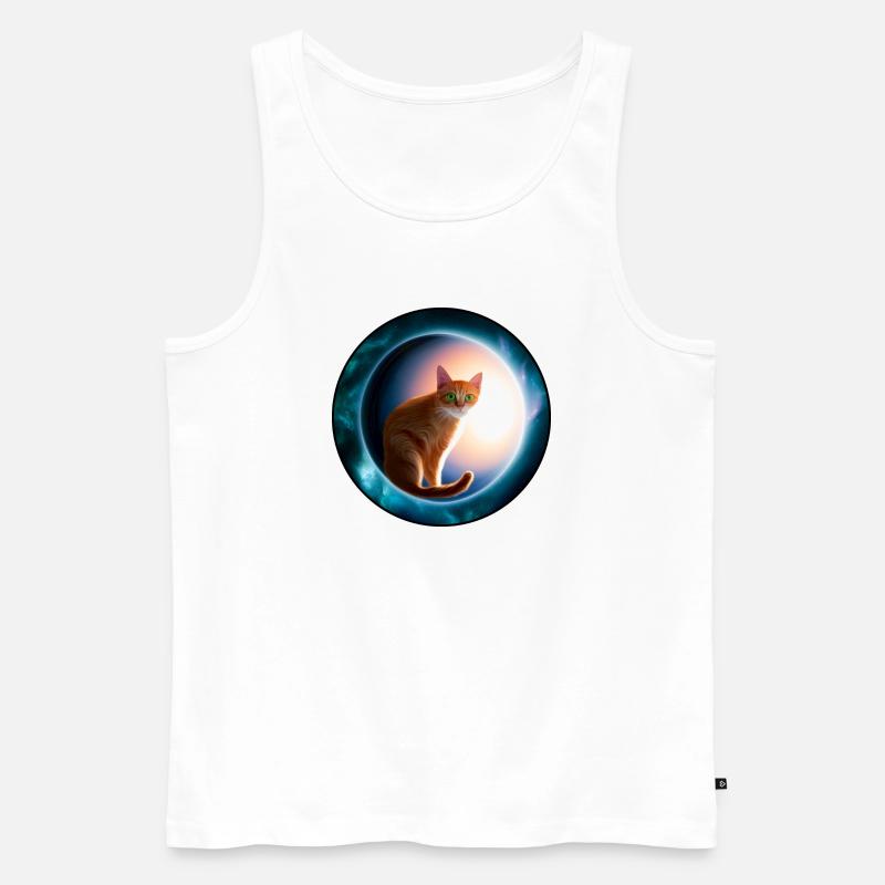 Katzen im kosmischen Orbit - Männer Premium Bio Tank Top - Weiß