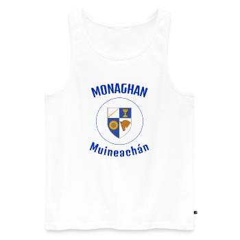Monaghan Crest Ireland - Men's Premium Organic Tank Top - white - Front - Michal (187cm)