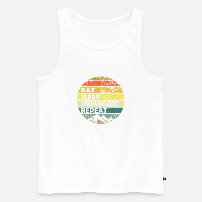 Eat Sleep Snowboard Repeat Retro Circle - Männer Premium Bio Tank Top - Weiß