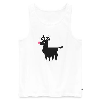 Rentier Rudolf Logo L schwarz mit neonpinker Nase - Männer Premium Bio Tank Top - Weiß - Vorne - AI Model Male 178 light (178cm)
