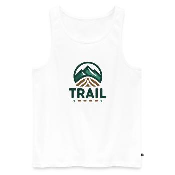 Trail Run – Cadeau Randonnée Trail - Débardeur bio Premium Homme - blanc - Devant - AI Model Male 178 light (178cm)