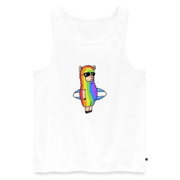 Noël arc-en-ciel d’alpaga - Débardeur bio Premium Homme - blanc - Devant - Michal (187cm)