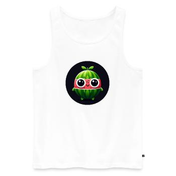 Watermelon with eyes in comic style - Men's Premium Organic Tank Top - white - Front - AI Model Male 178 light (178cm)