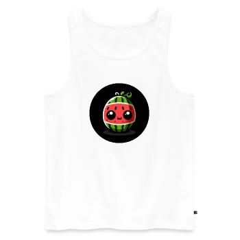 Wassermelone mit großen Augen im Comic Stil - Männer Premium Bio Tank Top - Weiß - Vorne - AI Model Male 178 light (178cm)