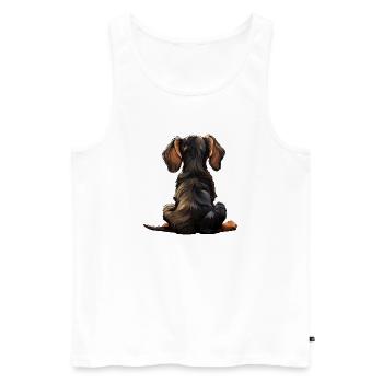 Dackel - Männer Premium Bio Tank Top - Weiß - Vorne - AI Model Male 178 light (178cm)