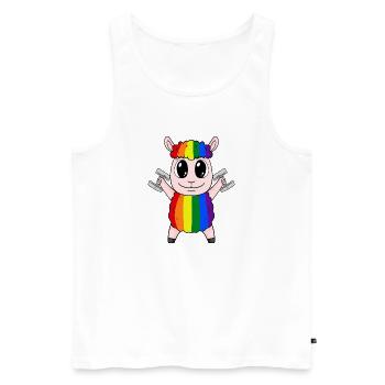 Regenbogen Schaf mit Hanteln - Männer Premium Bio Tank Top - Weiß - Vorne - Michal (187cm)