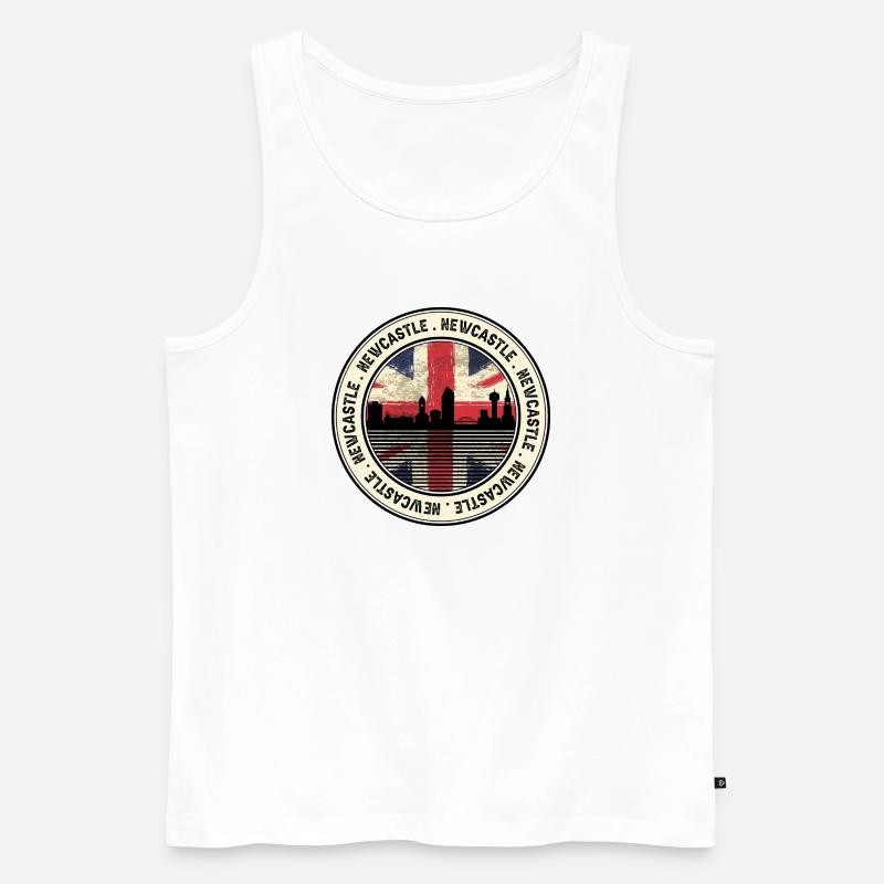 Newcastle Union Flag Skyline Patch - Männer Premium Bio Tank Top - Weiß