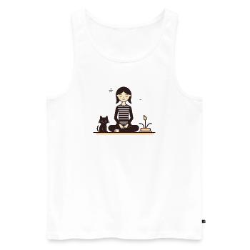 Relaxing with a cat - Men's Premium Organic Tank Top - white - Front - Michal (187cm)