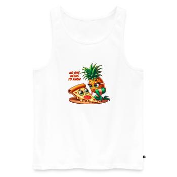 Niemand muss das wissen! Pizza Hawaii Print - Männer Premium Bio Tank Top - Weiß - Vorne - AI Model Male 178 light (178cm)