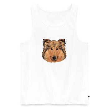 hunde tees mädchen, langhaar collie - Männer Premium Bio Tank Top - Weiß - Vorne - AI Model Male 178 light (178cm)