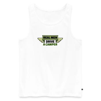 Camper Camping Déclaration Wanderer Vacances en camping-car - Débardeur bio Premium Homme - blanc - Devant - Michal (187cm)