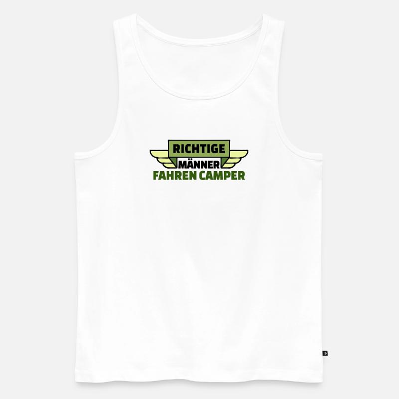 Wanderer Camping Camper Wohnwagen Statement - Männer Premium Bio Tank Top - Weiß