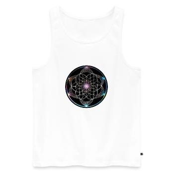 Fleur de vie Cercle géométrique coloré - Débardeur bio Premium Homme - blanc - Devant - AI Model Male 178 light (178cm)