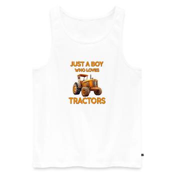 Nur ein Junge, der Traktoren liebt - Männer Premium Bio Tank Top - Weiß - Vorne - Michal (187cm)