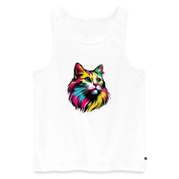 Cat - Men's Premium Organic Tank Top - white - Front - Michal (187cm)
