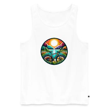 Colorful Gravel Quest - Radabenteuer - Männer Premium Bio Tank Top - Weiß - Vorne - AI Model Male 178 light (178cm)