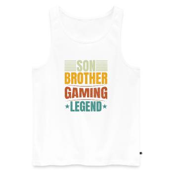 Chemise de légende du jeu de son frère - Débardeur bio Premium Homme - blanc - Devant - AI Model Male 178 light (178cm)