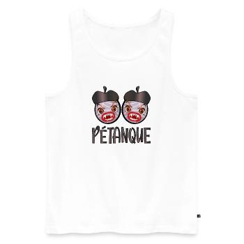 Pétanque CARTOON - SPORTGESCHENKE FRANKREICH - Männer Premium Bio Tank Top - Weiß - Vorne - Michal (187cm)