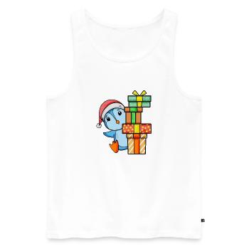 Pingouin avec chapeau de père Noël et cadeau de Noël - Débardeur bio Premium Homme - blanc - Devant - Michal (187cm)