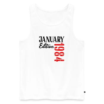 43rd Birthday January 1984 - 43 years old - Men's Premium Organic Tank Top - white - Front - AI Model Male 178 light (178cm)