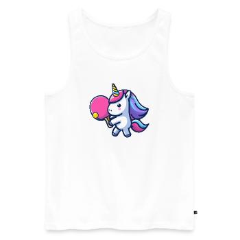 Licorne Licorne avec raquette de tennis de table pour - Débardeur bio Premium Homme - blanc - Devant - Michal (187cm)