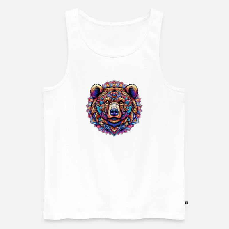 Bär mit Mandalas verziert - Männer Premium Bio Tank Top - Weiß