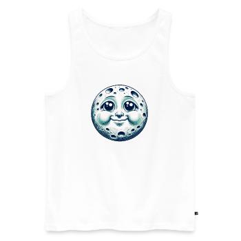 Lustiger Mond mit Gesicht - Männer Premium Bio Tank Top - Weiß - Vorne - AI Model Male 178 light (178cm)