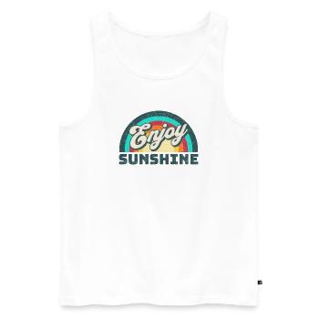 Genieße Sonnenschein Retro Design - Männer Premium Bio Tank Top - Weiß - Vorne - AI Model Male 178 light (178cm)