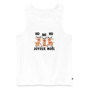 3 Rennes de Noël Ho Ho Joyeux Noël - Débardeur bio Premium Homme - blanc - Devant - Michal (187cm)