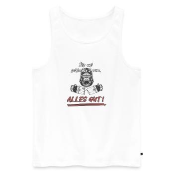 Bis auf schlechte Laune... Alles Gut! - Männer Premium Bio Tank Top - Weiß - Vorne - Michal (187cm)