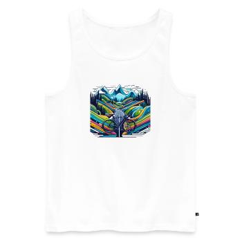 Road, Road, Mountain - Men's Premium Organic Tank Top - white - Front - AI Model Male 178 light (178cm)
