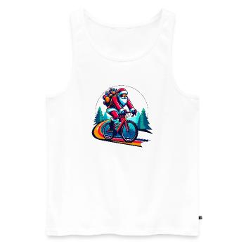 Christmas Santa Claus on the Road Bike Gravel - Men's Premium Organic Tank Top - white - Front - Michal (187cm)