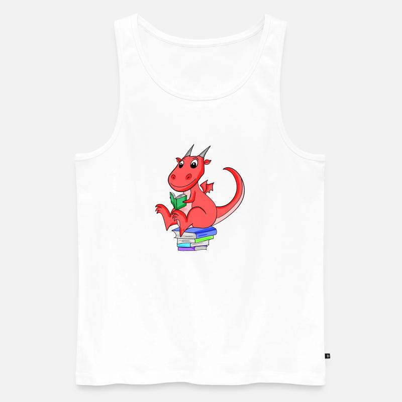 Bücher Drache Drachen - Männer Premium Bio Tank Top - Weiß