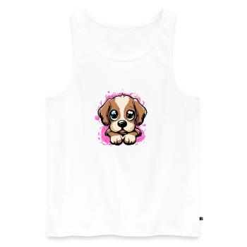 Cute Dog - Männer Premium Bio Tank Top - Weiß - Vorne - AI Model Male 178 light (178cm)